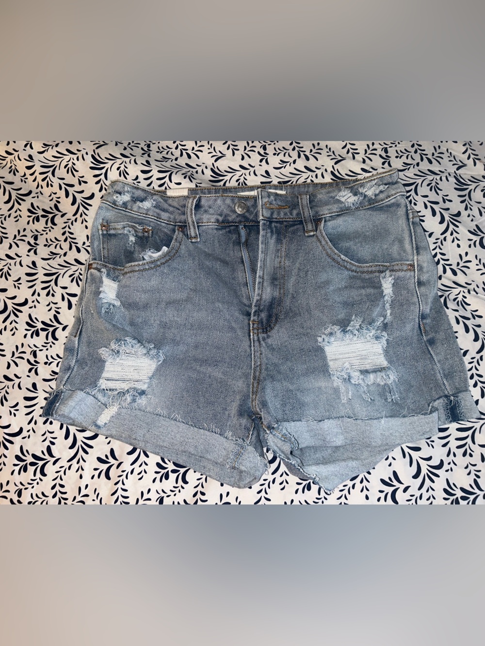 Almost Famous Distressed Light Blue Denim Shorts